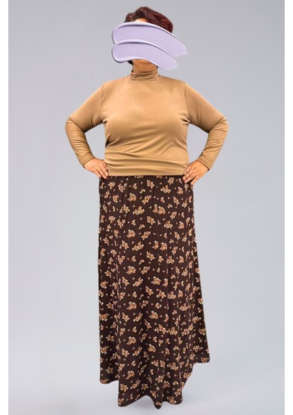 Parçalı Uzun Namaz Etek, Viskon Çiçek 8 Parça Uzun Kadın Etek