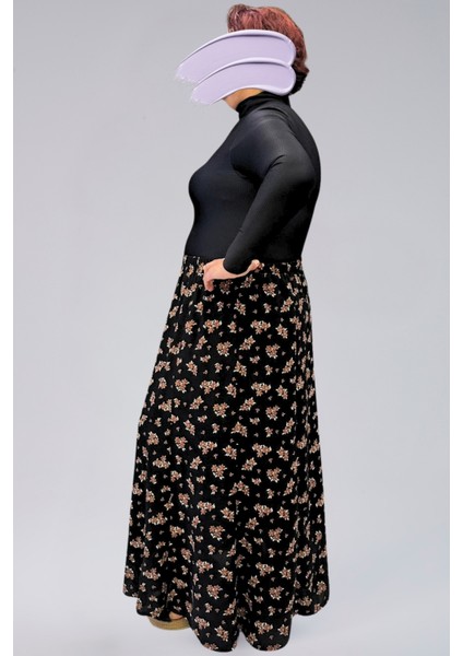 Parçalı Uzun Namaz Etek, Viskon Çiçek 8 Parça Uzun Kadın Etek modelleri