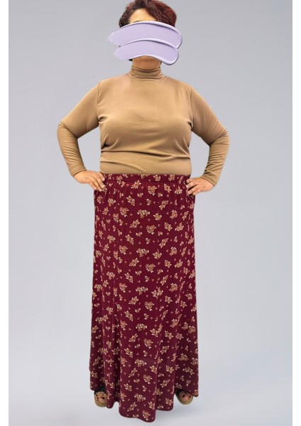 Parçalı Uzun Namaz Etek, Viskon Çiçek 8 Parça Uzun Kadın Etek