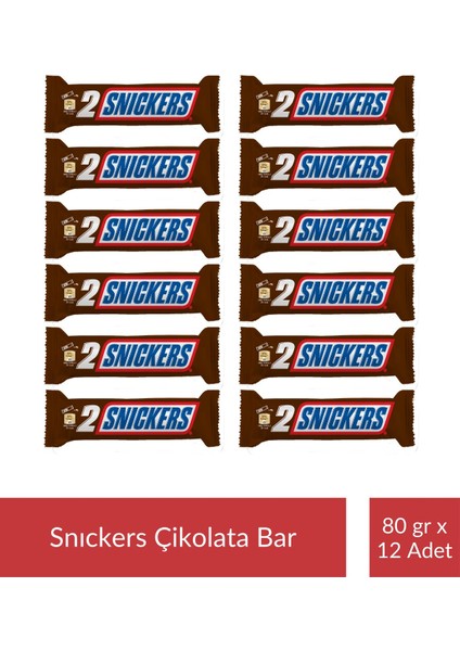 Snıckers Çikolata Bar 80 gr x 12 Adet