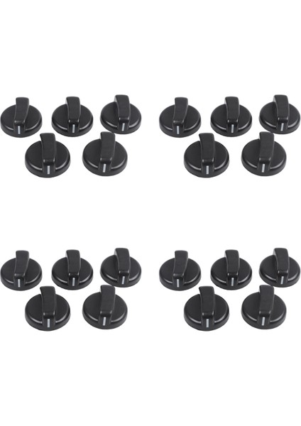 20 Adet Mutfak Siyah Plastik Gaz Sobası Ocak Kontrol Düğmeleri (Yurt Dışından)