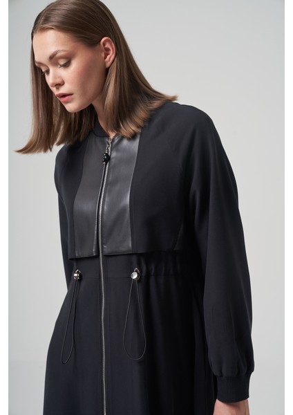 Anjelik Önden Fermuarlı Kap Ceket 6825 Siyah modelleri