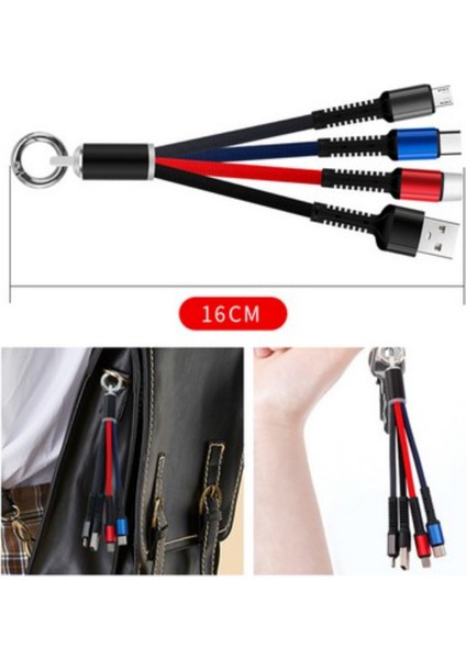 Anahtarlık Çoklu Şarj Kablosu 4 Başlıklı fırsatları