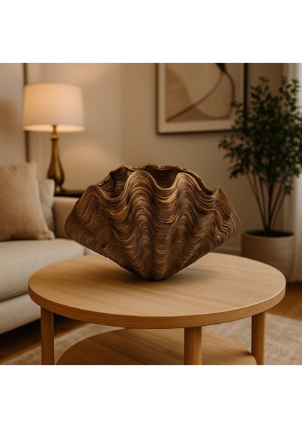 Dekoratif Istiridye Vazo - Ahşap Renk modelleri