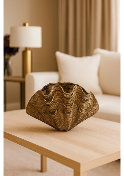 Dekoratif Istiridye Vazo - Ahşap Renk fırsatları