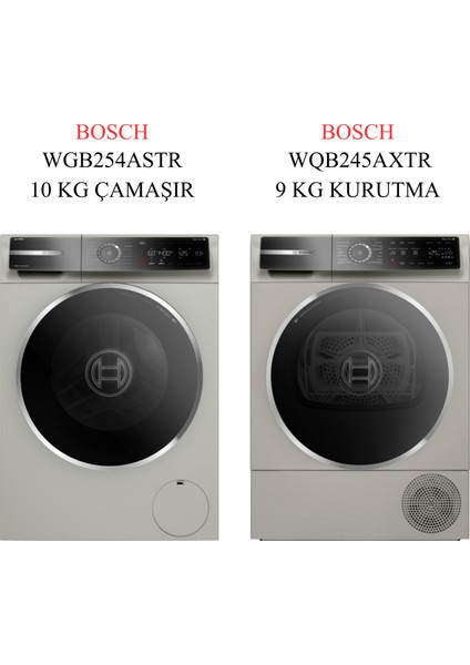 WGB254ASTR - WQB245AXTR 10 kg Çamaşır ve 9 kg Kurutma 2'li Serie 8 Set