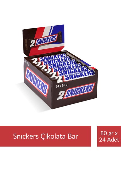 Snıckers Çikolata Bar 80 gr x 24 Adet