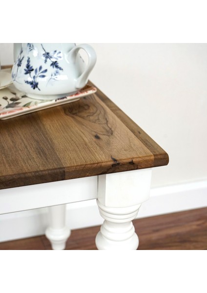 Koltuk Yanı Beyaz Ayaklı Ceviz Sehpa - Oturma Odası Dekorasyonu modelleri