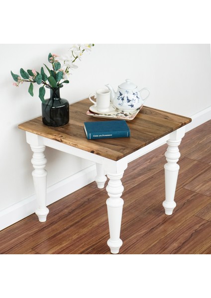 Koltuk Yanı Beyaz Ayaklı Ceviz Sehpa - Oturma Odası Dekorasyonu fırsatları