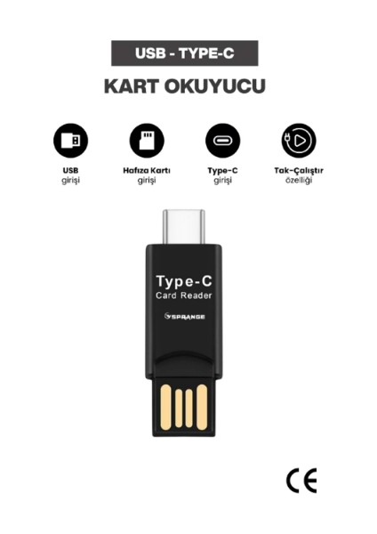USB To Type-C Kart Okuyucu