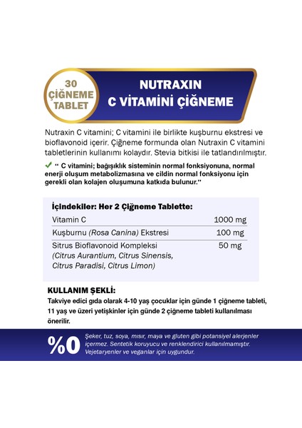 C Vitamini 500 Mg 30 Adet Çiğneme Tableti fiyatları