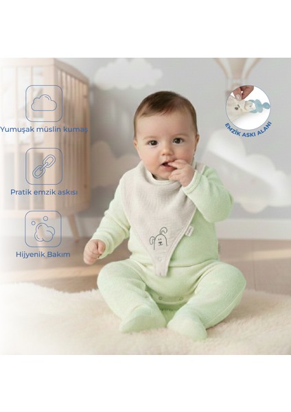 Emzik Askılı Müslin Önlük Ekru