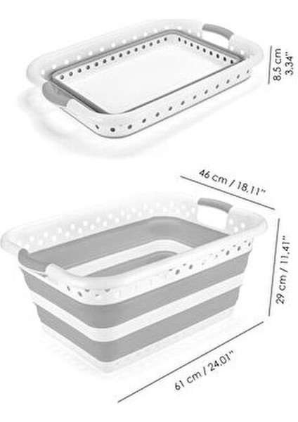 Katlanabilir Silikon Çamaşır Sepeti 40 lt Mega Boy Akordiyon Özellikli
