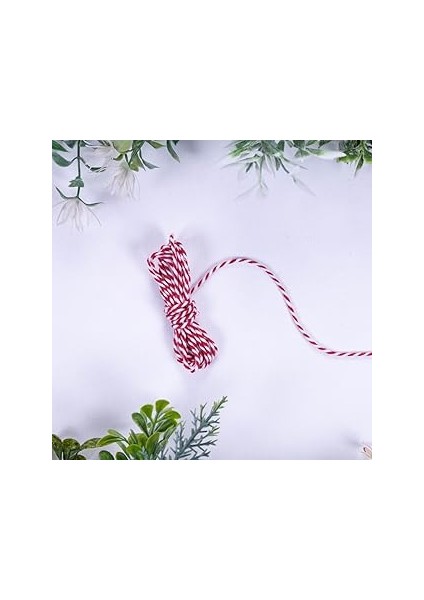 Bimotif Marteniçka Kırmızı Beyaz Büküm Bileklik Ipi, 2 mm 10 Metre