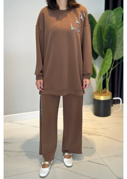 Taş Detaylı Modal Takım 120289 Kahverengi fırsatları