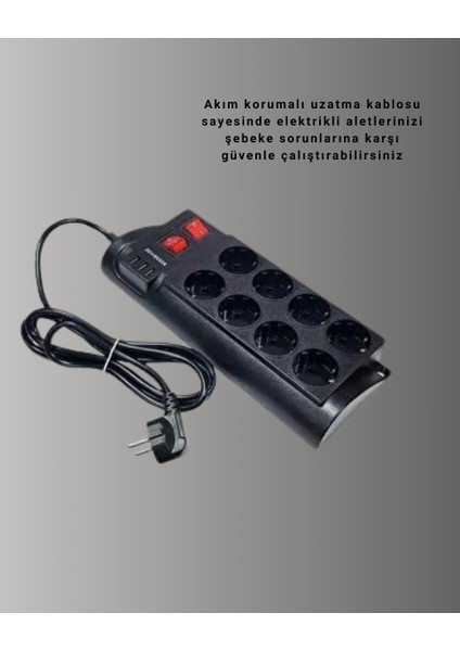 Isıya Dayanıklı Termal Akım Korumalı 8'li Priz ve 3 USB Girişli Uzatma Kablosu - ER001Y-53K00 modelleri