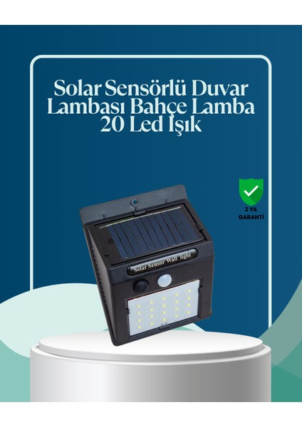 Sensörlü 20 LED Solar Duvar Lambası 3 Metre Algılama Mesafesi - ER001Y-53B8U3