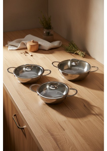 Meyra 6 Parça Çelik Sahan Seti (16-18-20 Cm) fiyatları
