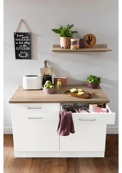 Tdesigno Ares Mutfak Çekmeceli Alt Modül 100 cm Beyaz -Tezgah Dahil