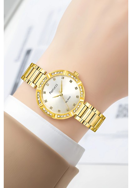 Çelik Kordon Çelik Kasa Kadın Kol Saati, Bileklik Hediye Gold ZMFER202 fiyatları