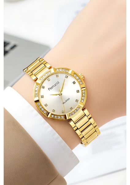 Çelik Kordon Çelik Kasa Kadın Kol Saati, Bileklik Hediye Gold ZMFER202 modelleri