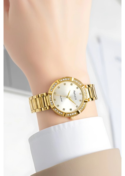 Çelik Kordon Çelik Kasa Kadın Kol Saati, Bileklik Hediye Gold ZMFER202 fırsatları