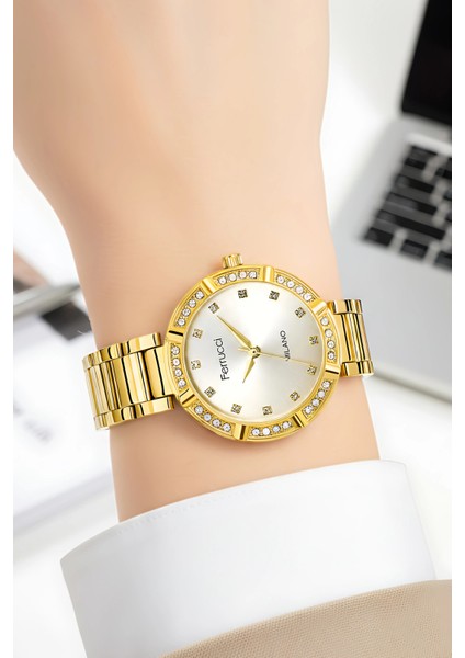 Çelik Kordon Çelik Kasa Kadın Kol Saati, Bileklik Hediye Gold ZMFER202 indirimleri