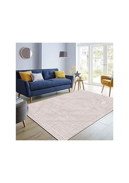 Dizayn Tegan Desenli Pamuk Tabanlı Yıkanabilen Kaydırmaz Salon Halısı 80X250