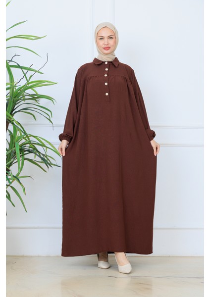 Önü Yarım Pat Düğmeli Gömlek Yaka Robalı Mevlana Elbise fırsatları