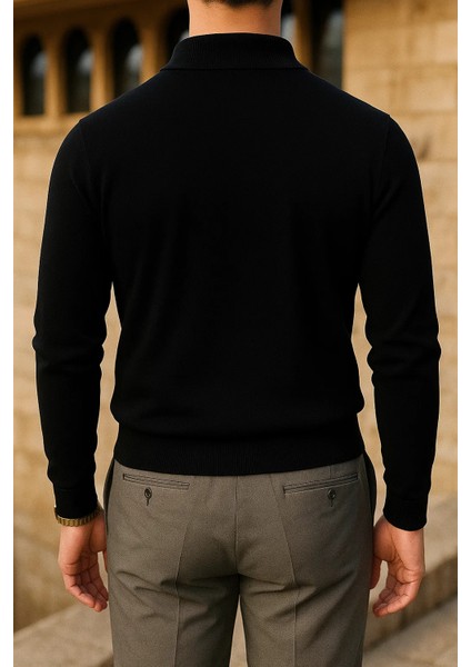 Erkek Slim Fit Yarım Balıkçı Yaka Siyah Kazak indirimleri