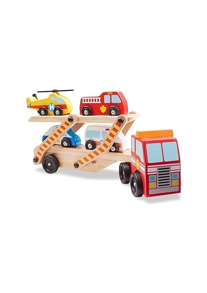 Melissa &amp; Doug Ahşap Acil Yardım Araçları Taşıyıcı Tır