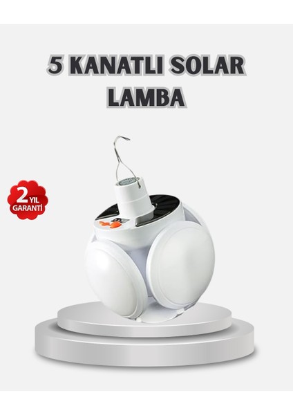 Güneş Enerjili ve USB Şarjlı LED Kamp Lambası – 5 Farklı Işık Modlu Askıl - ER001Y-53C35