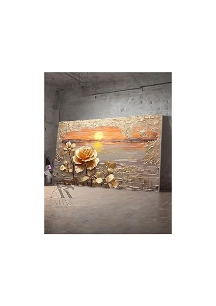 Ar Ajans Kanvas Tablo Göl Kenarında Güller Dekoratif Yağlı Görünümlü Kanvas Tablo 35 x 50