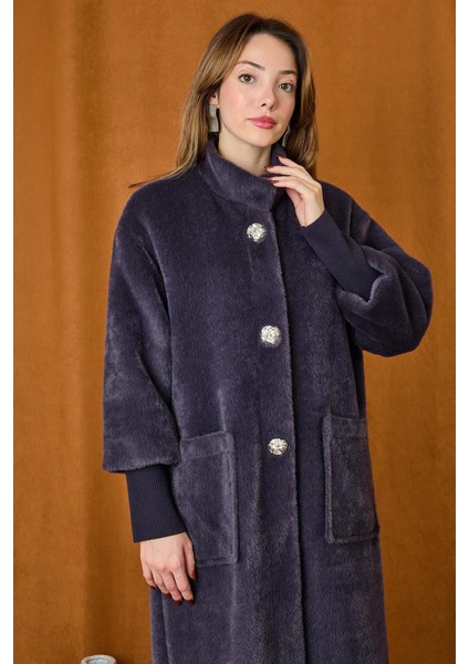 Broş Detaylı Angora Kaban Mont 15231 Antrasit fiyatları