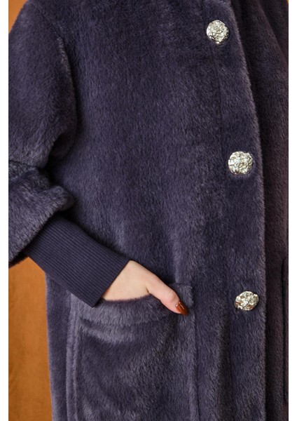 Broş Detaylı Angora Kaban Mont 15231 Antrasit fırsatları