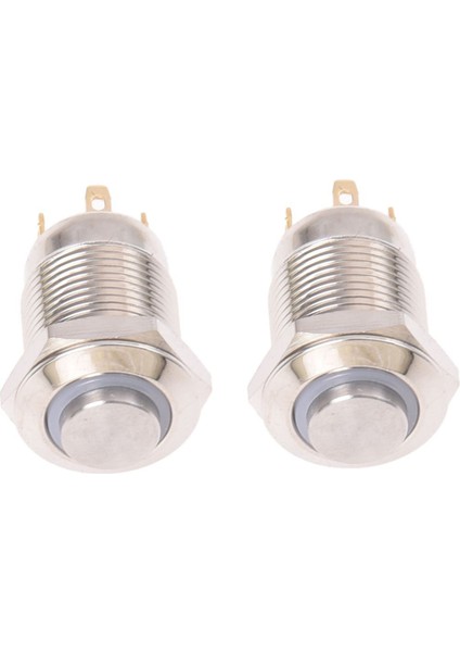 2x 3V Itme Düğmesi Anahtarı Kapı Zili Düğmesi Mavi LED 12 mm Gümüş (Yurt Dışından)