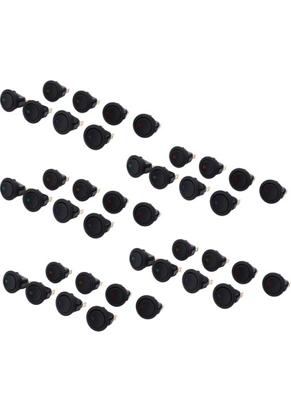 40PCS LED Dot Lıge 12V Araç Otomatik Tekne Yuvarlak Rocker Aç/kapalı Geçiş Spst Anahtarı (Yurt Dışından)