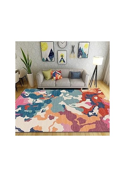 Dizayn Lisa Desenli Pamuk Tabanlı Yıkanabilen Kaydırmaz Salon Halısı 60X240