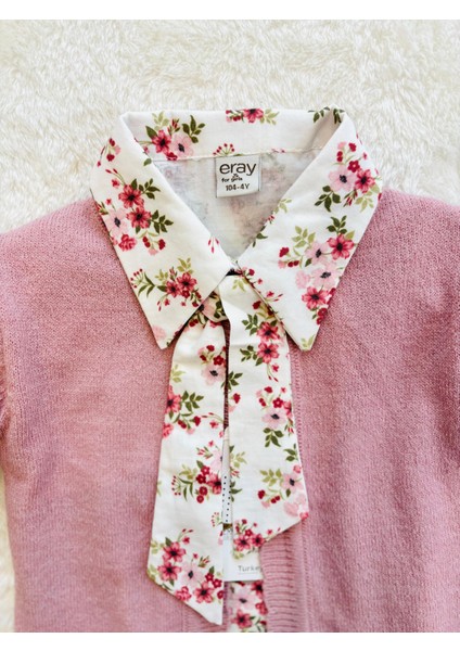 Çiçek Desenli Gömlekli Kız Çocuk 3’lü Takım – Hırka + Gömlek + Pantolon Kombin indirimleri