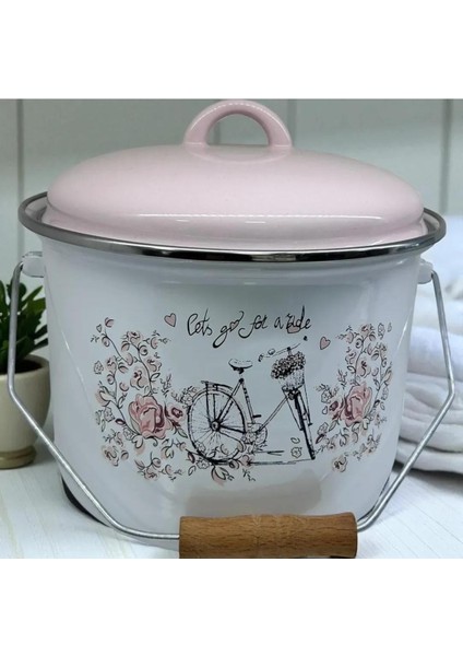 Emaye Bakraç Yoğurt Tenceresi Bakliyat Saklama Tenceresi Patates Soğan Kovası 22 cm 5 Litre