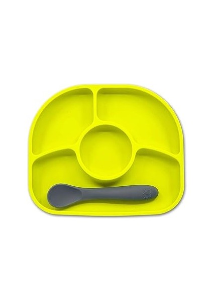 Bblüv Yümi Silikon 4 Bölmeli Mama Tabağı Yeşil, Bpa, Ftalat ve Pvc Içermez, Antibakteriyel, Mikroda