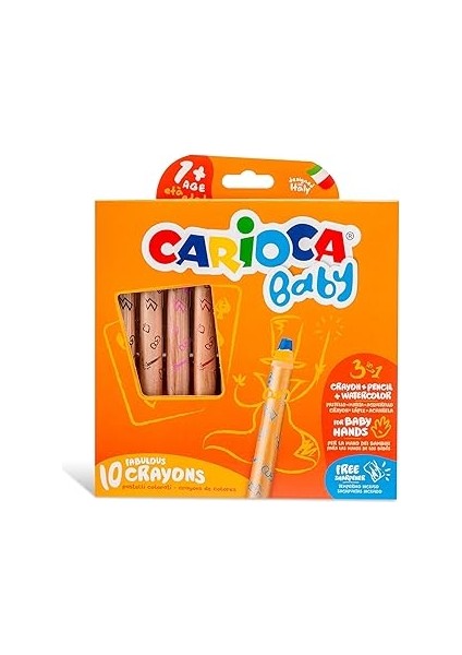 Carioca 3 In 1 Bebek Ahşap Gövdeli Kalemi, 10'lu