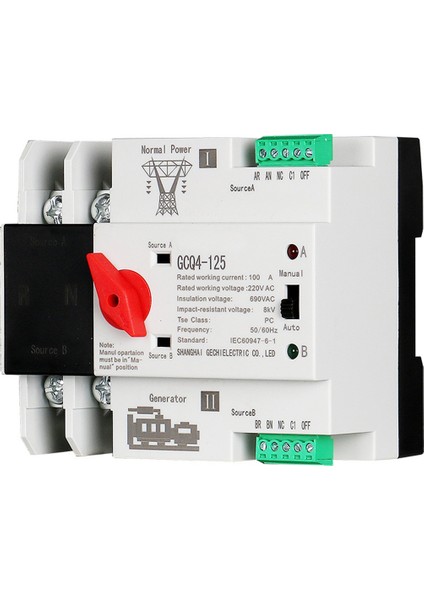 Tek Faz Din Rayı Ats 220V Pc Çift Güç Otomatik Transfer Anahtarı 2p 100A Ev Güç Aktarım Anahtarı 50/60Hz (Yurt Dışından) fiyatları
