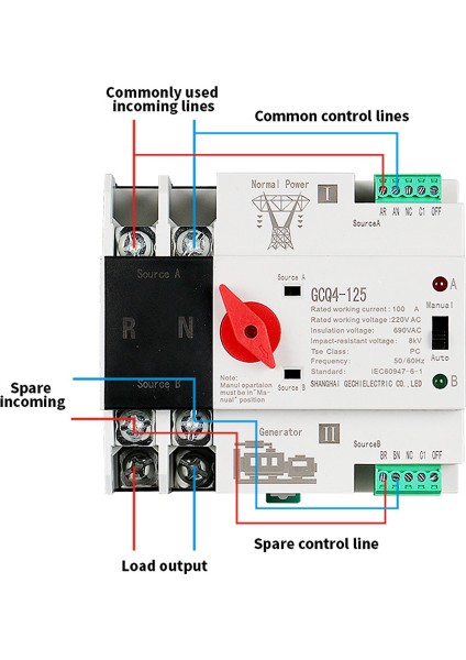 Tek Faz Din Rayı Ats 220V Pc Çift Güç Otomatik Transfer Anahtarı 2p 100A Ev Güç Aktarım Anahtarı 50/60Hz (Yurt Dışından) fırsatları
