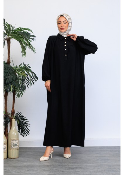 Önü Yarım Pat Düğmeli Gömlek Yaka Robalı Mevlana Elbise fiyatları