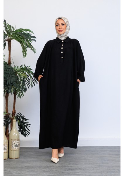 Önü Yarım Pat Düğmeli Gömlek Yaka Robalı Mevlana Elbise modelleri