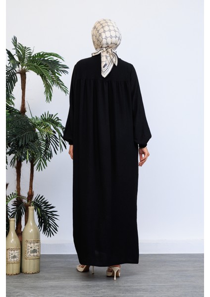 Önü Yarım Pat Düğmeli Gömlek Yaka Robalı Mevlana Elbise