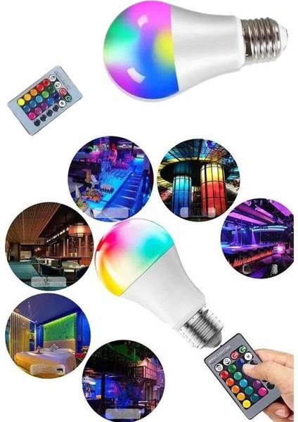 Ayarlanabilir Parlaklık Rgb LED Ampul Beyaz Lamba ve Renkli Ampul - ER001Y-53MIT3 modelleri