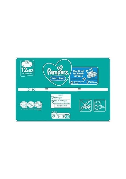 Pampers Fresh & Clean Islak Bebek Mendili, 12 Paket, 624 Islak Mendil