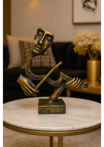 Dekoratif Kemancı Biblo - Eskitme Gold modelleri